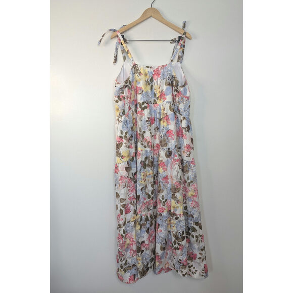 NWT Lane Bryant Floral Tie Strap Tiered Maxi Dress in Spring Bouquet - Picture 8 of 9